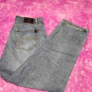 Stylo Jeans‎ Men's 36x32 Mid Rise Straight Blue Denim DNM Engineering Logo